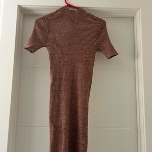 Forever 21 Brown Ribbed Midi Dress
